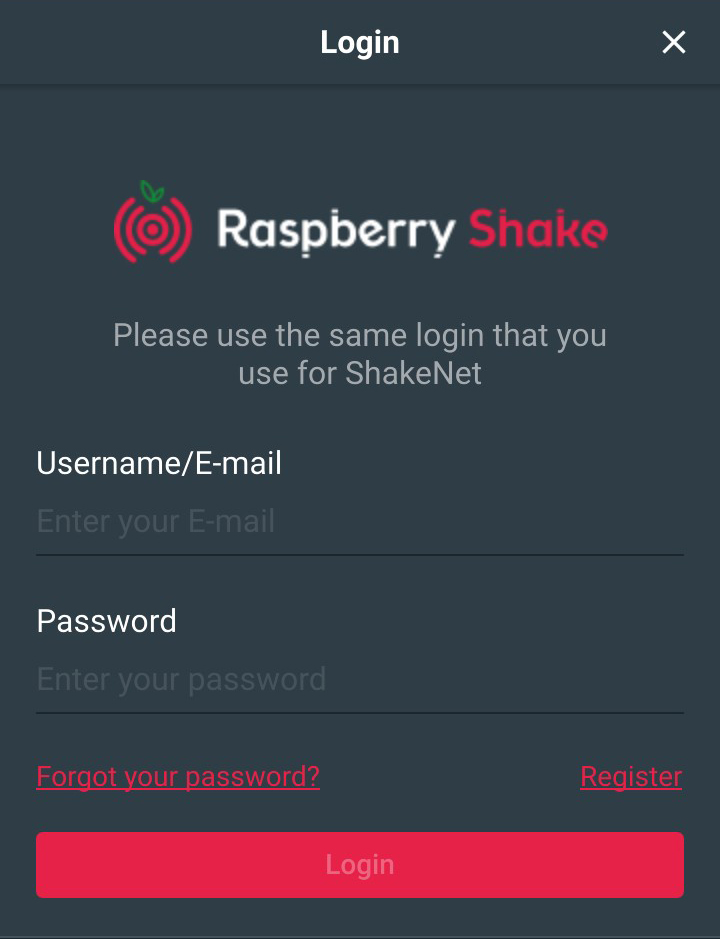 ShakeNet App Login