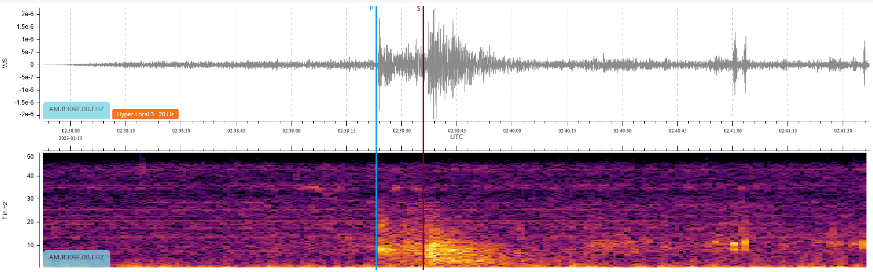 Raspberry-Shake-Basics-Fig7 Local Earthquake P and S arrivals