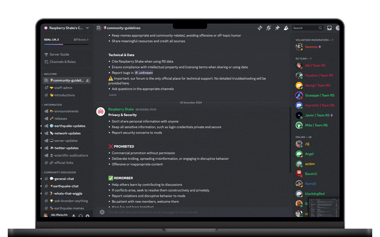 discord-welcome-animate-min Screenshots of the welcome section of the Raspberry Shake Discord server